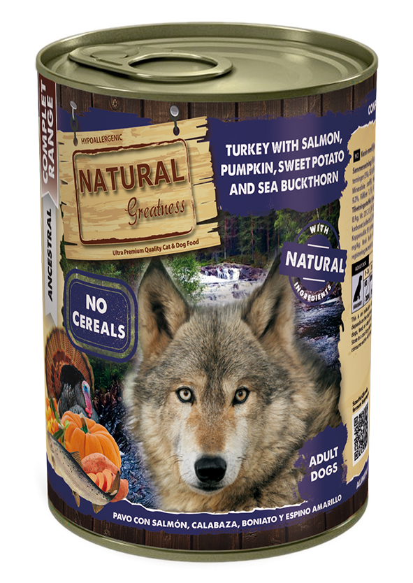 Natural Greatness Gall dindi amb Salmó, Carbassa, Moniato i Espino groc